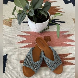 LUCKY BRAND 9.5 Women's Light Blue / Brown Adolea slide Sandals